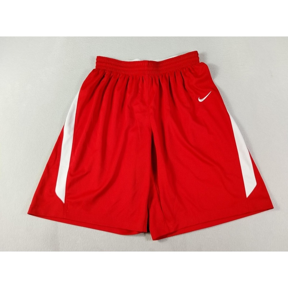 Nike Dri FIT Shorts Mens Medium Red White Basketball Mesh Athletic Activewear